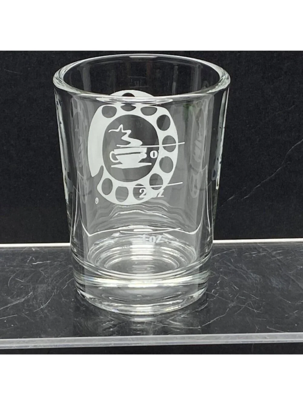 Libbey Espresso Shot Glass With Measurement Markings Wake Up Call Logo 3 oz